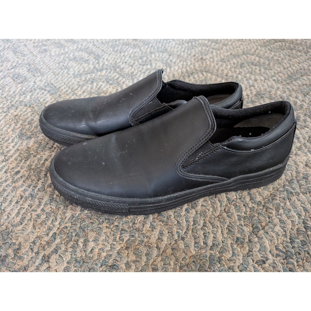 Genuine Grip MEN2060 Mens Black Leather Slip On Work Shoes Slip Resistant 11M